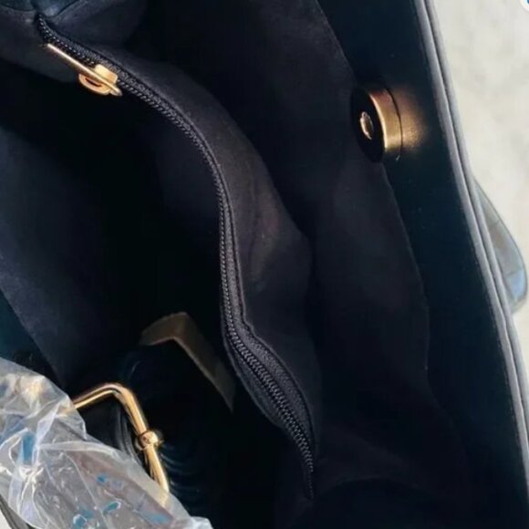 AOTA Elena Vegan Leather Croc Embossed Bucket Crossbody Bag Black - Picture 3 of 5